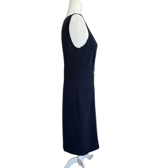 Ann Taylor Navy Blue Sleeveless Silver Button Down Dress Size 2 Straight Fit - Picture 2 of 10